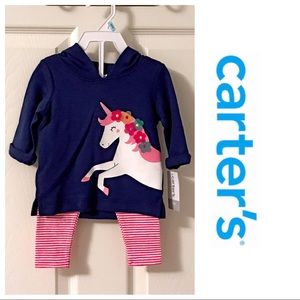 🔴SOLD🔴NWT Carter's Unicorn Hoodie 2 Piece Outfit